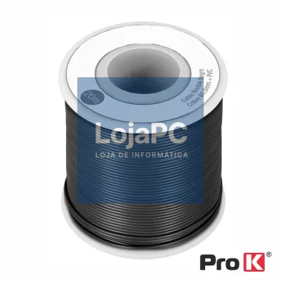 Cabo Multifilar Preto 0.8mm Rolo 20m PROK