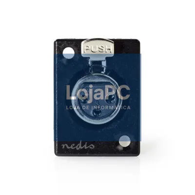 Ficha XLR 3p Fêmea De Painel Niquelada Preta