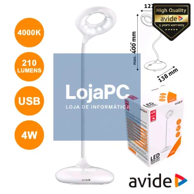 CANDEEIRO DECORATIVO LED 4W 4000K MINIMAL 210LM AVIDE