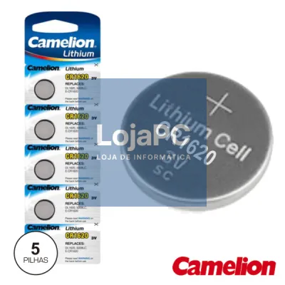 PILHA LITHIUM BOTÃO CR1620 3V 70MA 5X BLISTER CAMELION