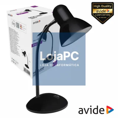 Candeeiro Secretária E27 40W IP20 Preto AVIDE