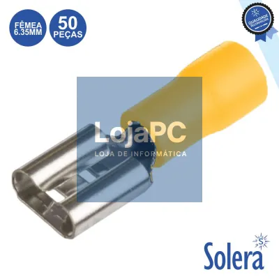 TERMINAL FASTON FÊMEA ISOLADO 6.35MM AMARELO 50X SOLERA