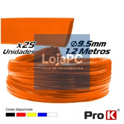 TUBO MANGA TERMORETRÁCTIL 9.5MM 1.2M 25X VERMELHO PROK