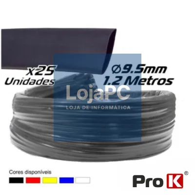TUBO MANGA TERMORETRÁCTIL 9.5MM 1.2M 25X PRETO PROK