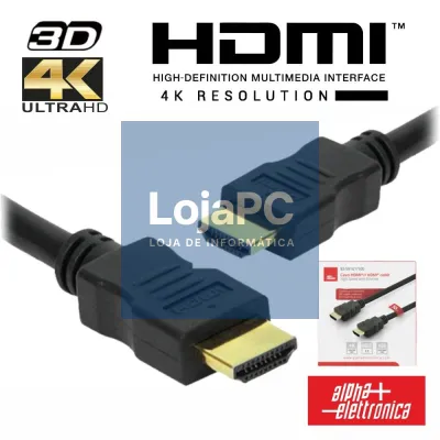 Cabo HDMI Dourado Macho / Macho 2.2 4K Preto 10m ALPHA