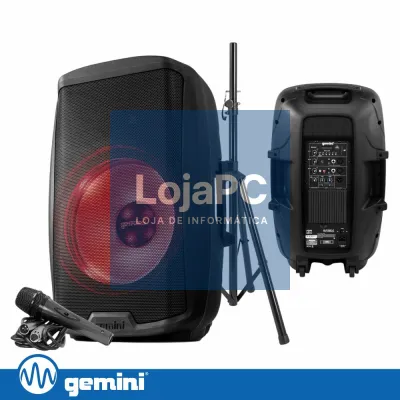 Coluna Amplificada 15" 2000W USB/SD/AUX/BT/TWS GEMINI