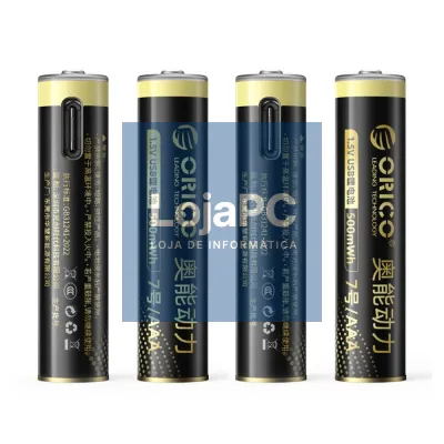 Pilha Lítio AAA Recarregável Por USB-C 1.5V 500mWh x4