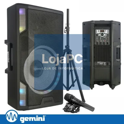Coluna Amplificada 15" 2200W USB/SD/AUX/BT/TWS GEMINI