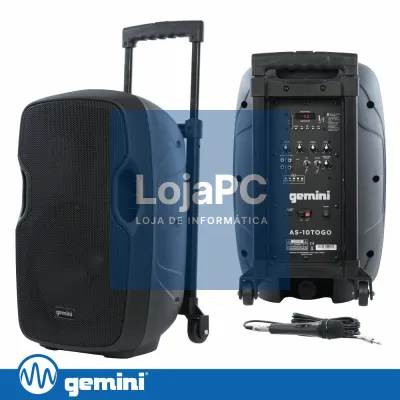 Coluna Amplificada 10" 1000W BT/FM/USB/SD/MIC/BAT GEMINI