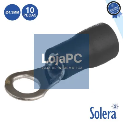 TERMINAL REDONDO ISOLADO 4.3MM 10X PRETO SOLERA