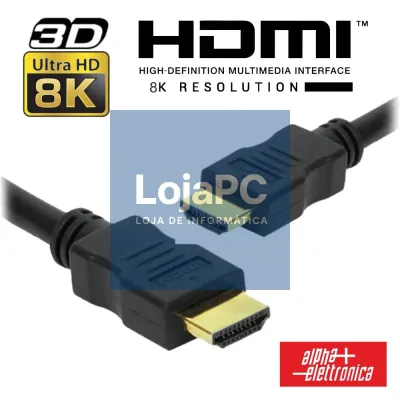 Cabo HDMI Dourado Macho / Macho 2.2 8K Preto 1m ALPHA