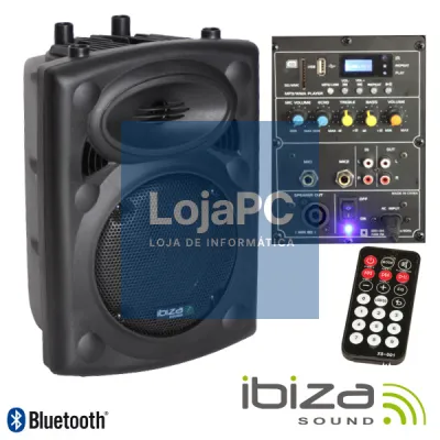 COLUNA BI-AMPLIFICADA 8" 300Wmáx USB/BT IBIZA