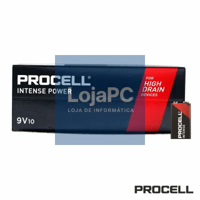 Pilha Alcalina 9V/6LR61 MX1604 10X Industrial PROCELL
