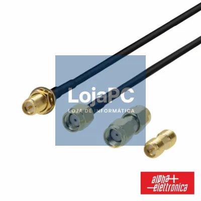 Cabo RP-SMA Macho/Fêmea c/ 2 adaptadores 1m ALPHA