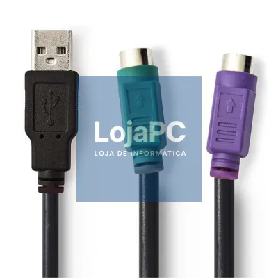 Cabo Adaptador USB-A Macho / 2x DIN 8P Fêmea 0.3m Preto