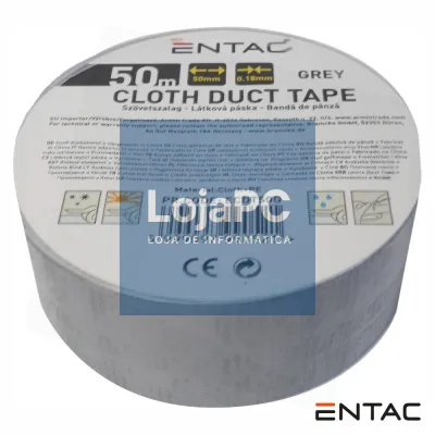 Fita Adesiva de Tela Profissional 50mm x 50m Cinzenta ENTAC