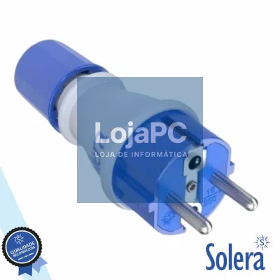 Ficha Schuko Macho 2P+E 16A 250V IP54 Branco e Azul SOLERA