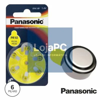 PILHA BOTÃO PR10/PR230/PR536 1.4V 75MA BLISTER 6X PANASONIC