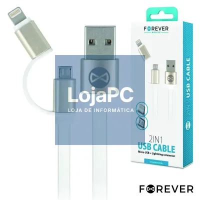 CABO USB-A 2.0 MACHO / MICRO USB-B E APPLE 8P 1M BRANCO