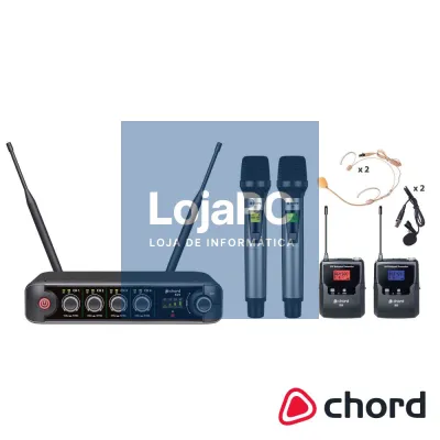Central de Microfones UHF S/ Fios 4 Canais CHORD