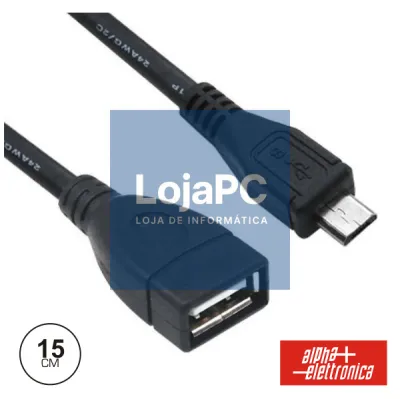 CABO USB-A 2.0 FÊMEA / MICRO USB-B MACHO OTG 15CM