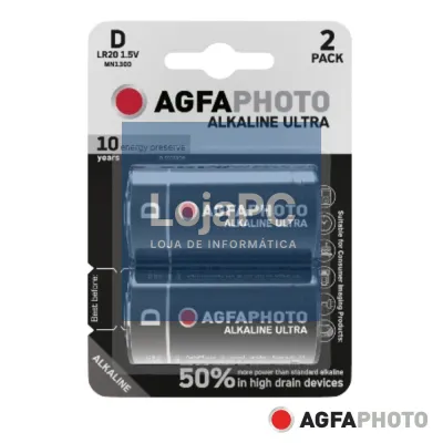 Pilha Alcalina LR20/D 1.5V 2x Blister ULTRA AGFAPHOTO