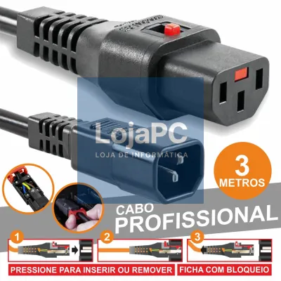 CABO ALIMENTAÇÃO PROF. IEC MACHO / FÊMEA 3M PRETO