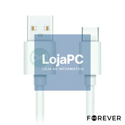 Cabo USB-A 2.0 3A Macho / USB-C Branco 1m FOREVER