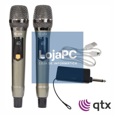 Conjunto 2x Microfones UHF S/ Fios C/ Recetor QTX