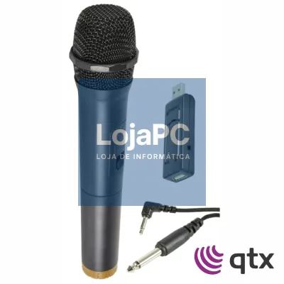 Microfone Mão UHF S/ Fios C/ Recetor USB QTX