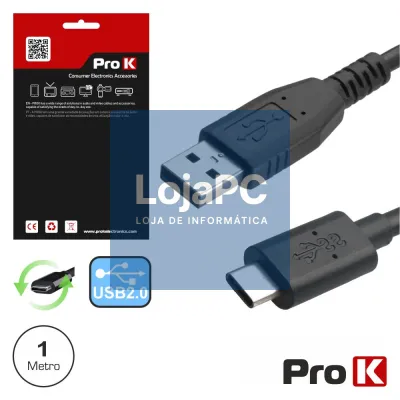 CABO USB-C 2.0 MACHO / USB-A MACHO 1M PROK