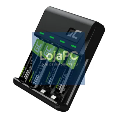 Carregador Pilhas AA/AAA C/ 2x AA / 2x AAA 800mAh GREEN CELL