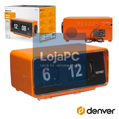 RELÓGIO DESPERTADOR FM PLL RETRO LARANJA C/ PALHETAS DENVER