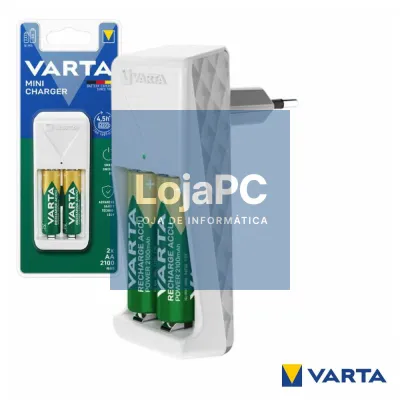 Carregador pilhas AA/AAA 57656 C/ 2x Pilhas AA 2100mAh VARTA