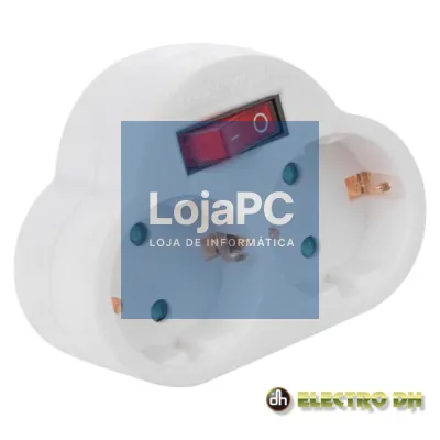 TOMADA ELÉTRICA C/ 2 SAÍDAS INTERRUPTOR BRANCO EDH