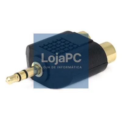 FICHA ADAPTADORA JACK 3.5MM MACHO ST / 2 RCA FÊMEA DOURADA