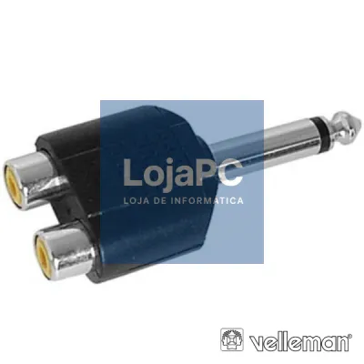 FICHA ADAPTADORA JACK 6.35MM MACHO MN / 2 RCA FÊMEA