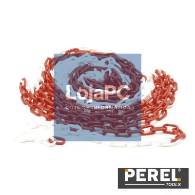 Corrente Plástica Vermelha/Branca - 10M PEREL