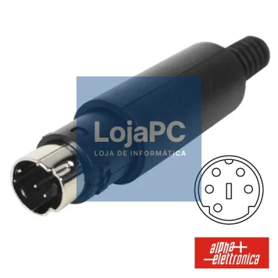 FICHA MINI DIN 5P MACHO ISOLADA PVC P/ SOLDAR