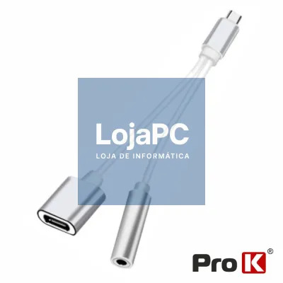 Adaptador USB-C Macho P/ USB-C / Jack 3.5mm PROK
