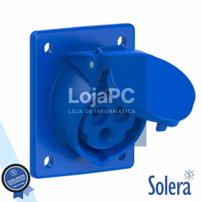 Ficha CEE Fêmea Painel 16A 2P+T 230V C/Tampa IP44 SOLERA