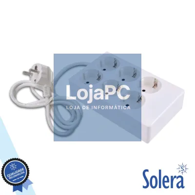 Tomada Elétrica C/ 6 Saídas Quadrada 1.5m Branco SOLERA