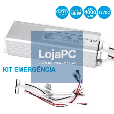 KIT FONTE ALIMENTAÇÃO EMERGÊNCIA 12V P/LED
