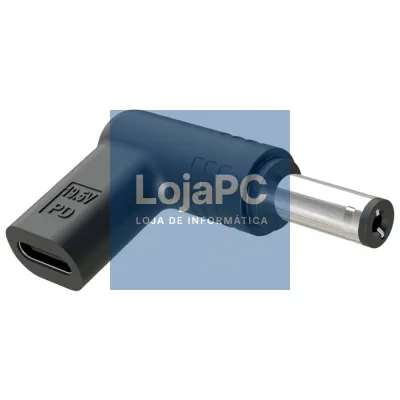Ficha Adaptadora USB-C Fêmea / Ficha DC 2.1x5.5mm Macho
