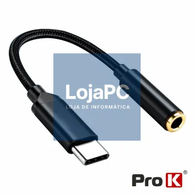 Cabo Adaptador USB-C Macho / Jack 3.5mm Fêmea PROK