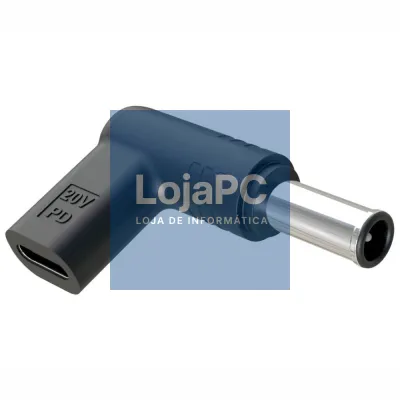 Ficha Adaptadora USB-C Fêmea / Ficha DC 4.4x6.5mm Macho