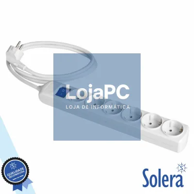 Tomada Elétrica C/ 6 Saídas Interruptor 3M Branco SOLERA