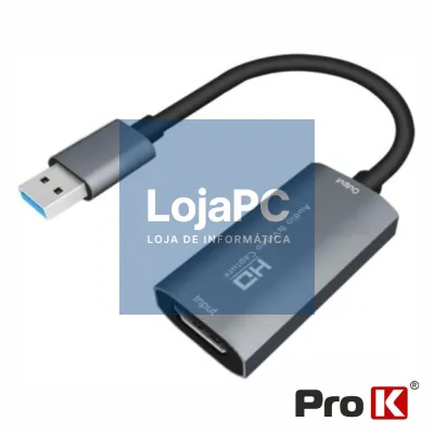 Placa Captura HDMI Audio E Vídeo P/ USB 2.0 4K 30Hz PROK