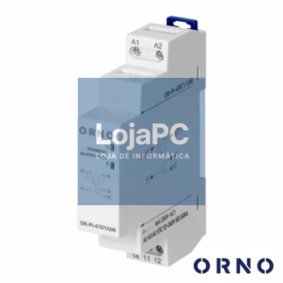 Relé Temporizador 1P 12-230VAC 16A P/ Calha DIN ORNO