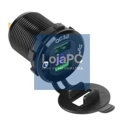 Tomada USB Dupla De Embutir C/ Voltímetro QuickCharge3.0